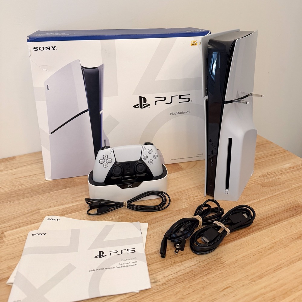 Sony Playstation PS5 Slim 1TB Disc Edition & Controller/Charger in Box | Tested